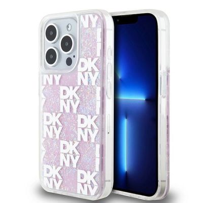 DKNY Liquid Glitter Multilogo iPhone 15 Pro Hülle – Pink