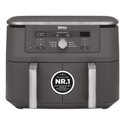 7. Ninja DZ400EU Doppelfritteuse 9,5 l, autonom, 2470 W, Heißluftfritteuse, Grau