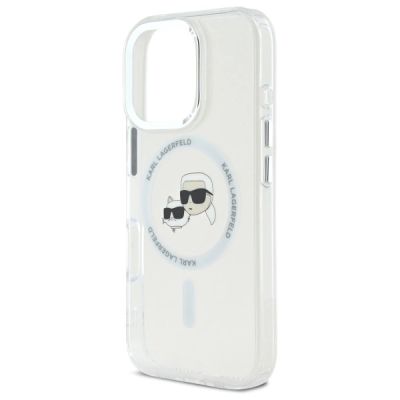6. Karl Lagerfeld IML Metal Karl&Choupette Head MagSafe Hülle für iPhone 16 Pro - Weiß