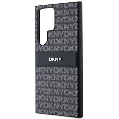 5. DKNY Leder Mono Stripe & Metal Logo Hülle für Samsung Galaxy S24 Ultra – Schwarz