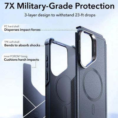 5. ESR Cyber ​​Tough Kickstand MagSafe Hülle für Samsung Galaxy S26 Ultra – Schwarz