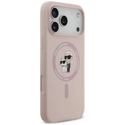 4. Karl Lagerfeld Silicone Karl&Choupette Ring MagSafe Hülle für iPhone 18 Pro Max / 17 Pro Max – Rosa