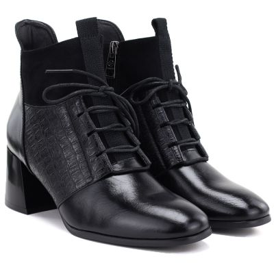 4. Gefütterte Damen-Ankle-Boots mit hohem Absatz, schwarz, Vinceza 58670