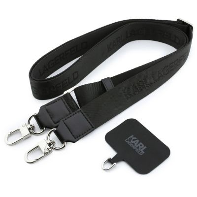 2. Karl Lagerfeld Saffiano Karl&Choupette Heads Pins Strap Logo Case für iPhone 18 Pro / 17 Pro - Schwarz