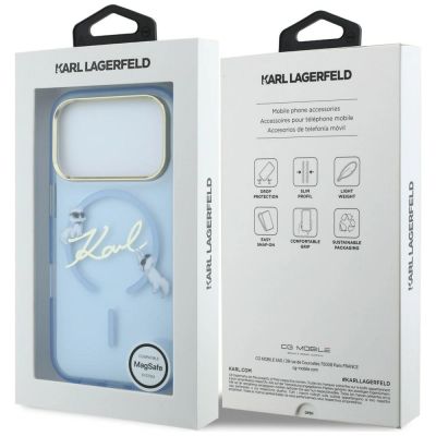 8. Karl Lagerfeld MagSafe Hülle mit Schriftzug-Logo für iPhone 18 Pro / 17 Pro – Hellblau