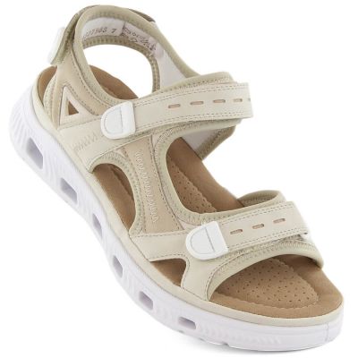 9. Rieker W RKR691 bequeme Klett-Sandalen beige