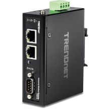 TRENDnet TI-M12 Industrie-Gateway – 100-Mbit/s-LAN, RS-232, RS-485, Modbus, RS-442 – DC – Wand-/DIN-Schienenmontage – TAA-konform