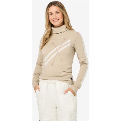 4. Damen-Longsleeve mit Stehkragen SUPER.NATURAL W KRYSSEDE SKI ROLL NECK beige