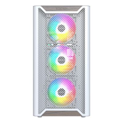 8. Montech XR PC-Gehäuse aus Holz, Midi-Tower, ATX, ARGB, gehärtetes Glas – Weiß