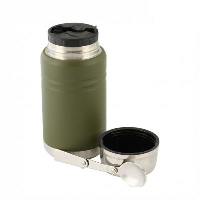 2. M-TAC Olive Edelstahl-Lunchthermoskanne mit Löffel, Fassungsvermögen 750 ml.
