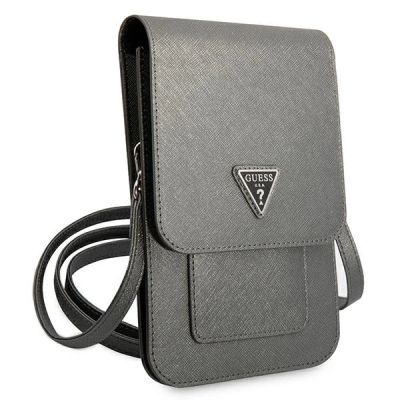 3. Guess Handtasche GUWBSATMGR grau / graues Saffiano-Dreieck