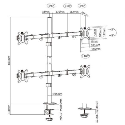 3. Tischmontage 17"-32"/4TFT 360° H.vert. 9Kg Schwarzlicht