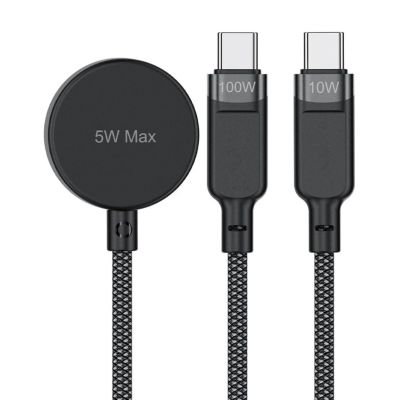 2. Acefast C6-11 USB-C 3in1 Kabel - 2x USB-C / Qi 480Mb/s 100W 1.2m - schwarz