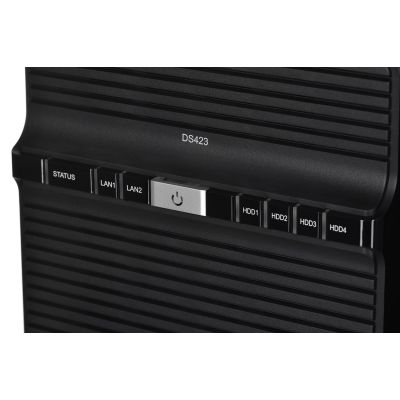 6. Synology DS423 NAS; Tower; 4x (3,5" SATA-Festplatten); Realtek RTD1619B; 2 GB DDR4, 2x 1GbE RJ-45