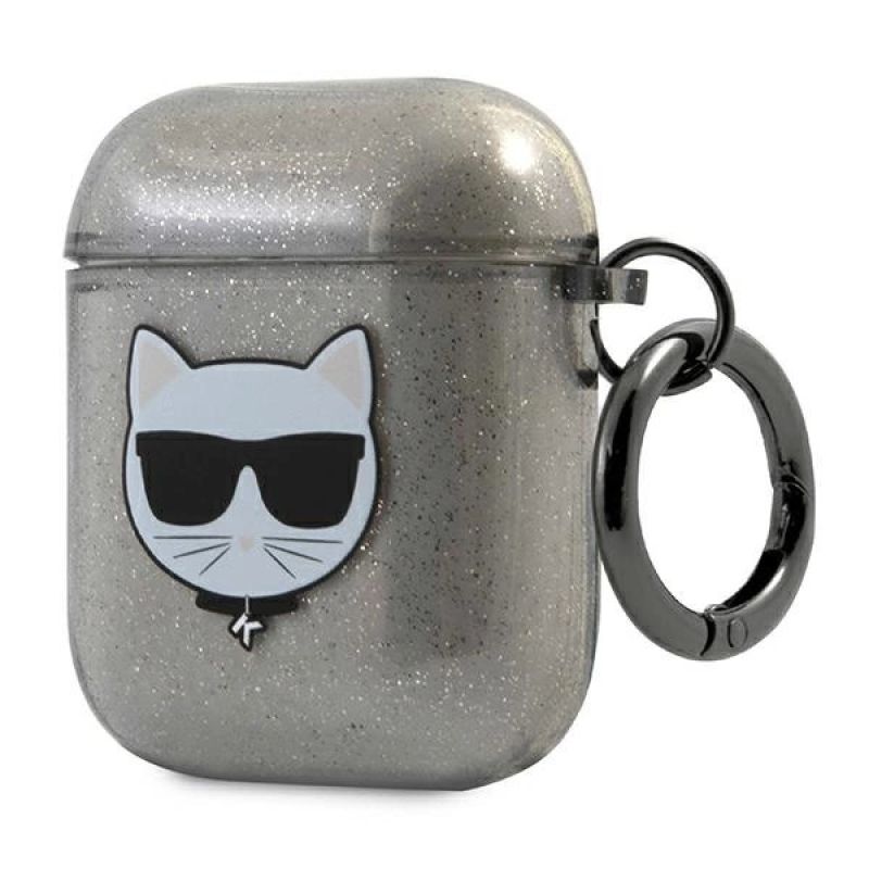 3. Karl Lagerfeld KLA2UCHGK AirPods 1/2 Hülle schwarz/schwarz Glitzer Choupette