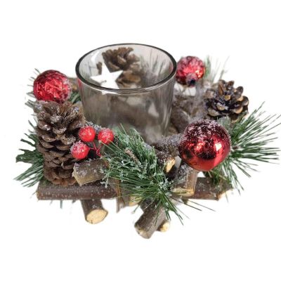 4. Dekorativer Kerzenständer 16x9cm Holz