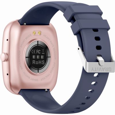 8. GRAVITY GT18-3 Damen-Smartwatch, pinkes Silikonarmband + marineblaues Armband