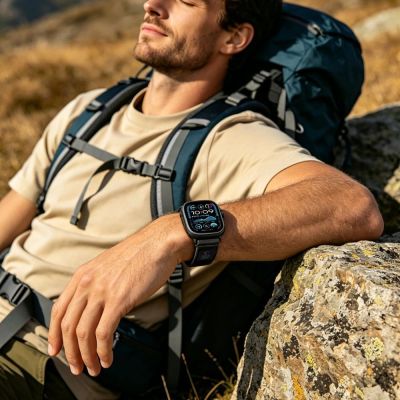 5. Tech-Protect Nylon Elite Armband für Apple Watch 44 / 45 / 46 / 49 mm - Schwarz & Orange