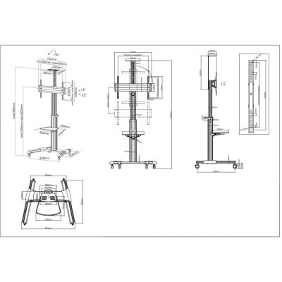5. Mobiler TV-Ständer für LED/LCD/PDP-Fernseher (37–70 Zoll), bis 50 kg, verstellbar