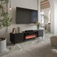 3. VOLARE TV-Schrank 200x39x49 schwarz/san sebastian + Kamin