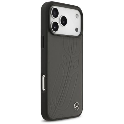 4. Mercedes Leather Large Laurel Leave MagSafe Case für iPhone 17 Pro Max – Schwarz und Grau