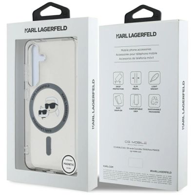 8. Karl Lagerfeld Button Karl & Choupette Heads Printed Logo MagSafe Samsung Galaxy S25 Plus Hülle schwarz