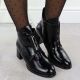 12. Lack-Stiefeletten für Damen mit Schleifen und Blockabsatz, schwarz M.Daszyński 2481