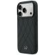 2. Mercedes Lederhülle mit gekreuzten Linien und MagSafe-Design für iPhone 17 Pro / 18 Pro – Schwarz