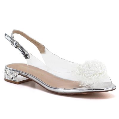 Transparente Damen-Sandalen mit silberfarbenem Zierelement D&A MR62-9072