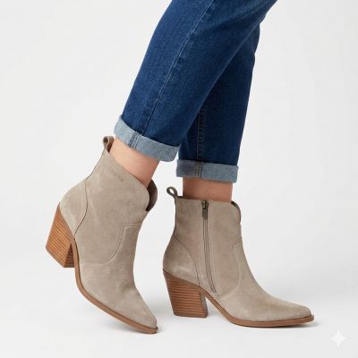 5. Damen-Cowboystiefel aus Leder, beige, Big Star TT274958