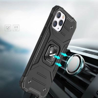 6. Wozinsky Ring Armor Hülle für iPhone 14 Pro gepanzerte Hülle magnetischer Haltering silber
