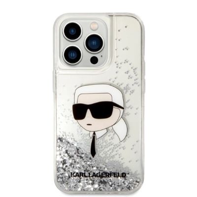 3. Karl Lagerfeld KLHCP14LLNKHCH iPhone 14 Pro 6.1" Silber/Silber Hardcase Glitter Karl Head
