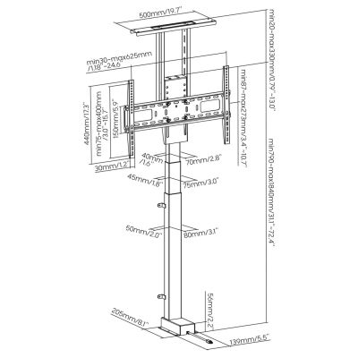 12. MACLEAN Elektrische, ausziehbare TV-Halterung, TUYA, 37''-80'', VESA 600x400, max. 60 kg, MC-866T