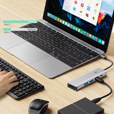 8. Tech-Protect HB01 HUB Adapter 5in1 USB-C + USB3.0 + HDMI 4K 60Hz + PD100W - grau