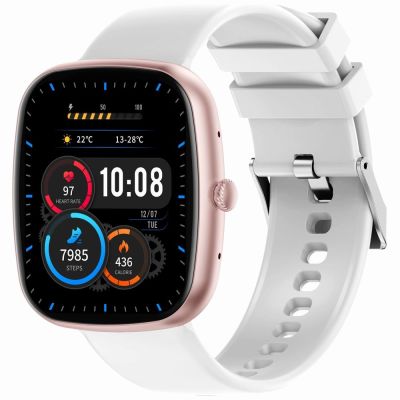5. GRAVITY GT18-2 Damen-Smartwatch, pinkes Silikonarmband + weißes Armband