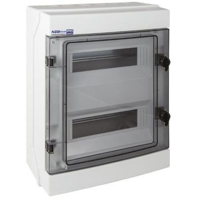 Hermetischer modularer Verteilerkasten (500 V AC, 1000 V DC) 2x12 Aufputz (N+PE) IP65 RH-24