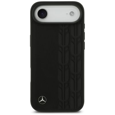 3. Mercedes Lederhülle mit Lorbeerblatt-Motiv und MagSafe-Design für iPhone Air – Schwarz