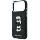 6. Karl Lagerfeld Saffiano Hülle mit Karl & Choupette Köpfen Pins & Logo für iPhone 18 Pro Max / 17 Pro Max - Schwarz