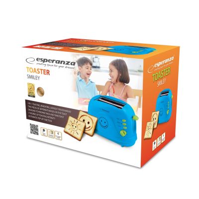 3. Esperanza Smiley EKT003B Toaster (750W; blau)