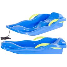 BLAUE KUNSTSTOFFSCHLITTEN RACE MIT BREMSEN
