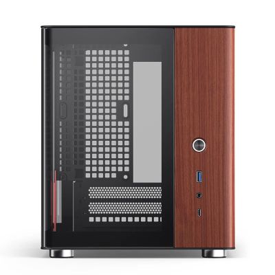 14. Jonsbo TK-0 PC-Gehäuse, Mini-Tower, Mini-ITX, gehärtetes Glas, Holz – schwarz