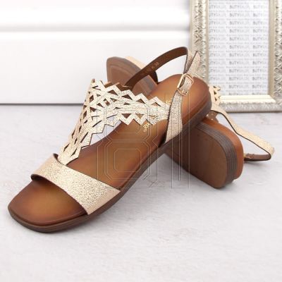 6. Sergio Leone W SK445 flache Sandalen in Gold mit Lochmuster