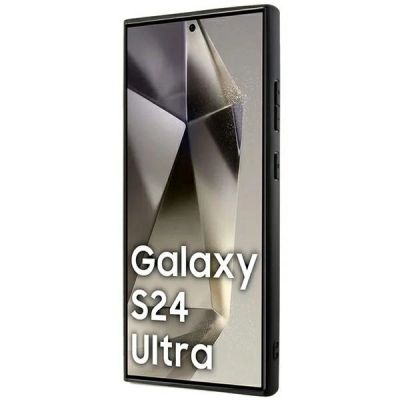 4. DKNY Leder Mono Stripe & Metal Logo Hülle für Samsung Galaxy S24 Ultra – Schwarz