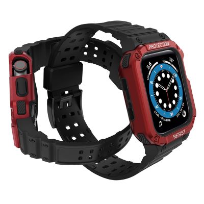 3. Schutzarmband für Apple Watch 38/40/41 mm Panzergehäuse-Armband - Schwarz, Rot