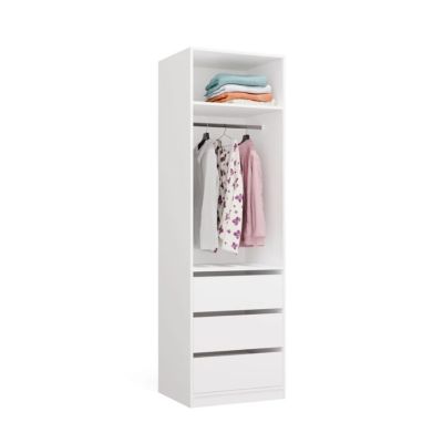 12. Modularer Kleiderschrank OPENO SET 260/200 WEISS – Schubladen, Kleiderstangen und Regalböden, groß, fürs Schlafzimmer
