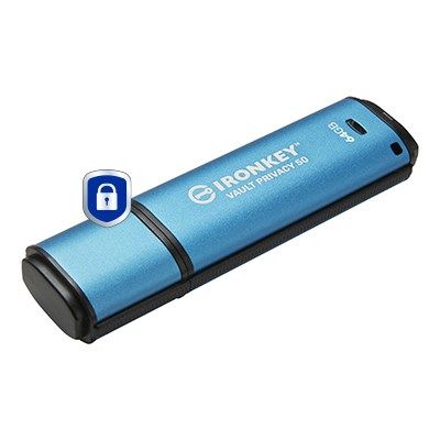 2. Kingston Technology IronKey Vault Privacy 50 USB-Stick 64 GB USB Typ-A 3.2 Gen 1 (3.1 Gen 1) Schwarz, Blau