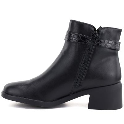 3. Schwarze Damen-Ankle-Boots aus Leder mit isolierter Sohle, Sergio Leone BT-25-S