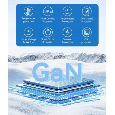 6. Vention 65W GaN Universal-Reiseadapter mit Ladegerät, 2x USB-A, 2x USB-C, Schwarz