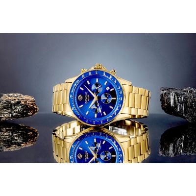 5. Giewont Herrenuhr Chronograph Saphir Gold Blau GW3520-B5