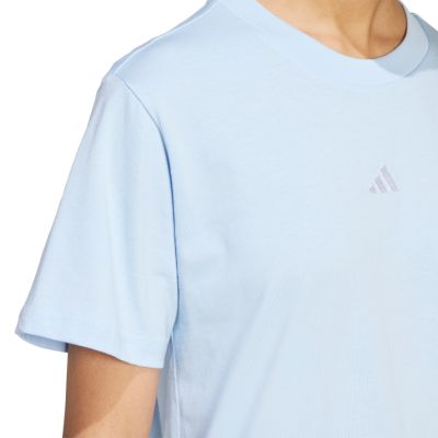6. adidas Essentials Damen-T-Shirt mit kleinem Logo, Hellblau, JY4962